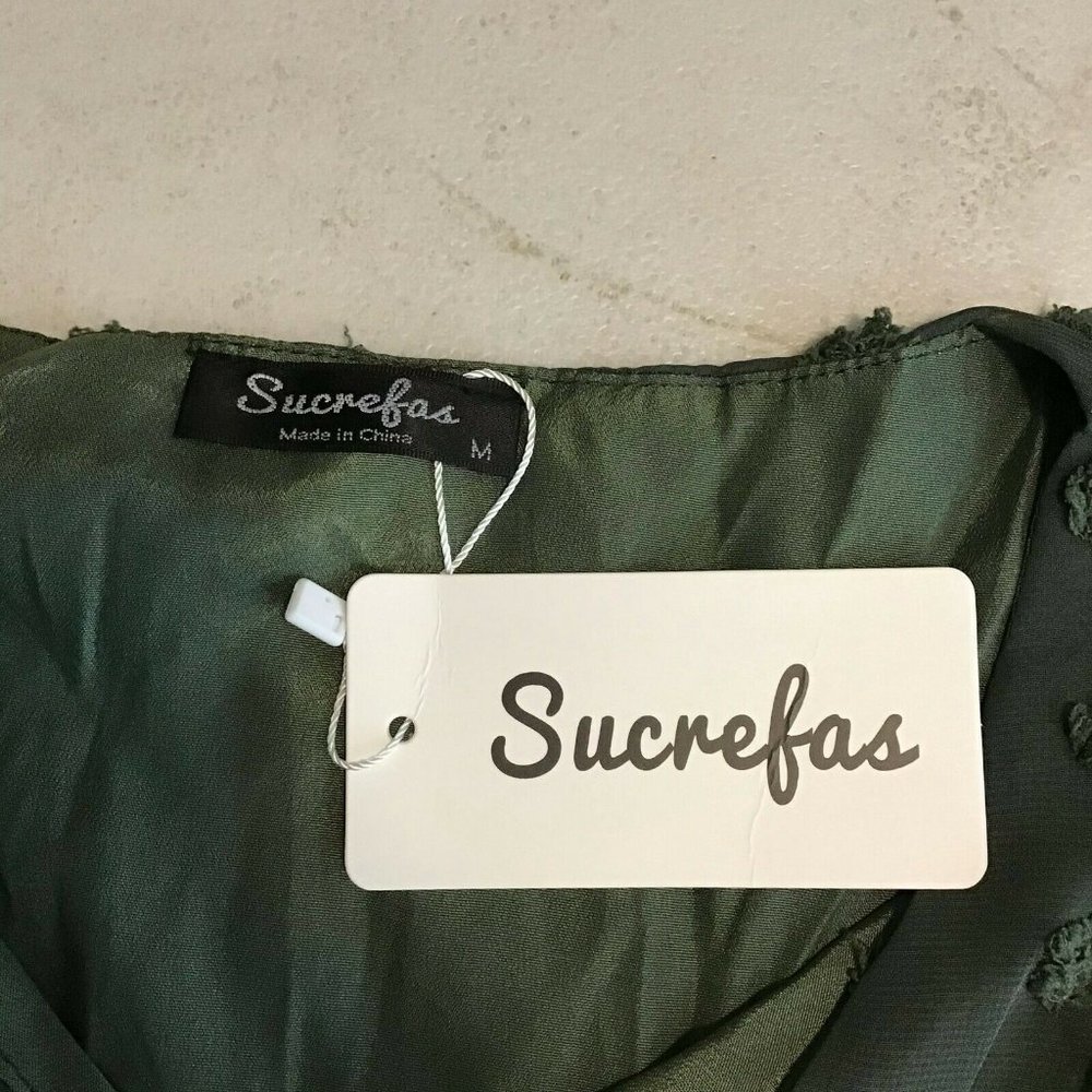 Sucrefas Women's Green Floral V Neck Short Sleeve Casual Tunic Top Size M - Picture 11 of 12